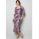 MARCHESA NOTTE Orchid & Rose Embroidered Tulle Cocktail Dress, Purple, 0 (US) Purple Photo 4