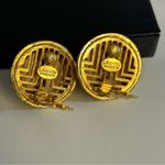 Lanvin Paris Vintage Button Gold and Cream Clip Earrings Photo 6