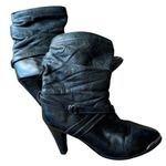Zodiac Vintage USA Black Leather High Heel Slouch Boots w silver toes size 7.5-8 Photo 11