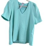 Fitted Blue Blouse with Short Sleeves Size M Photo 7