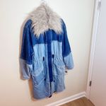 Free People  Days to Come Denim Parka Coat Faux Fur Collar  Size M New Photo 12