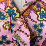 Vintage 70s Tribute Mod Floral Paisley Shirt Dress Long XL Pink Photo 5