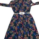 RTR Saloni Jacqui B Long Sleeve Multicolor Feather Print Side Slit Maxi Dress 2 Blue Photo 13