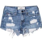 Hollister VTG Y2K Low Rise Micro Mini Denim Jean Shorts Distressed Size 0 / 24 Photo 0