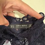 ZARA  Blue and White Striped Navy Lace Tie Front Blouse Size Medium EUC Photo 9