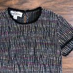 Sara Campbell • multi tweed top rainbow flecked fringe popover woven black tee Size XS Photo 2