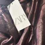 ZARA NWT  Voluminous Flower Strapless Mini Metallic Dress Crossover Strap Photo 9