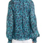 Ramy Brook Luanne Silk Pleated Teal Combo Blouse Photo 1