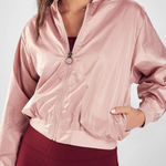 Fabletics  pink satin breathable Eva reversible bomber active jacket size small Photo 0