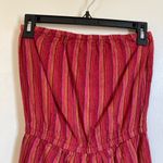 Drew 🌞Anthro Emerson Red Striped Linen Blend Strapless Split Leg Jumpsuit Photo 6