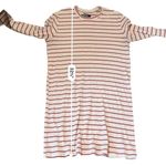 Reformation Benji Striped Dress Women’s Size Small Ivory Red Ribbed Casual Mini Photo 8