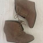 Faux Suede Closed Toe, Wedged Heel, Ankle Booties Gray Size 8 Photo 0