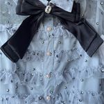 Maddison Polka Dot Maxi Dress in Dusty Blue Size Medium Gray Photo 5