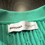 Bershka Green Cable Knit Collared Crop Top Photo 2