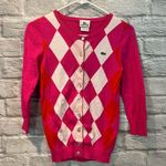 Lacoste VTG  Size 34 XS Pink/Orange Argyle Button Up Fitted Cardigan Sweater Photo 10
