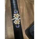 Vanna K Sterling Silver gold tone firing blue clear stones sz 6💙1 3/8" Long Photo 5