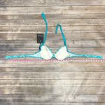 Skye Turquoise Green White Chevron Push Up Halter Underwire Bikini Top NWT Small Photo 7