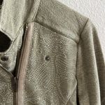 Lucky Brand  Embroidered Front Zip Soft Sweatshirt Jacket Moto Style Medium Photo 3