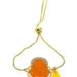 Plated Gold Yellow Laughing Buddha Adjustable Bracelet Photo 1