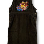 Disney  Vintage Corduroy Jumper Dress Sz Large Brown Winnie the Pooh Embroidered Photo 0