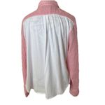UGG ‎ Top Blouse Shirt Women Size L White Red Cotton Long/S Up Collared Button Photo 2