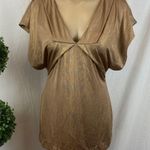 Yoana Baraschi  Gold Short Sleeve Drape Bodice Blouse Top S Photo 0