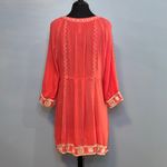 Monoreno Vibrant Coral Embroidered Midi Dress Size Large Photo 7
