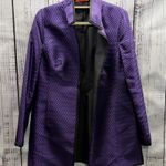 Nina Mclemore Silk Purple Black Chevron Zigzag 3/4 Length Car Coat Blazer Jacket Size 12 Photo 0