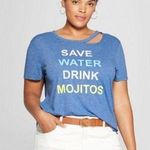 Modern Lux Top Womens Size Small Blue Distressed Short Sleeve Photo 0