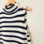 Loft Sleeveless Knit Sweater Wool Cotton Blend Stripe Navy White NWT Size L Photo 6