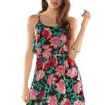 Elle π¦ Black Red Green Pink Floral Rose Tank Top Mini Dress Large Photo 0