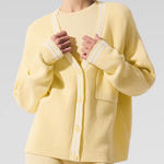 Alo Yoga  Tennis Club Sweater Knit Cardigan Warm Butter/White XS Photo 0