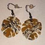 Tropical Leaf Lucite Boho Dangle Earrings in Yellow and Cream Photo 0