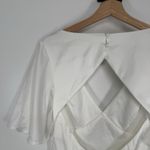 Lulus Elegant Confidence White Satin Flutter Sleeve Cutout Maxi Dress Size M NWT Photo 7