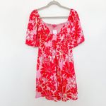 Flying Tomato  Womens Babydoll Dress Size M Pink Floral Puff Sleeve Boho Tropical Photo 1
