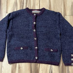 Alpaca Cardigan Purple Chunky Buttons Sz Small 100% Alpaca Grannycore Cottage Photo 0