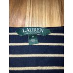 Ralph Lauren Lauren  Women's Size M Navy Blue x Gold Border Striped‎ Stretch Top Photo 2