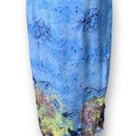 Vintage 90s Maxi Dress Cornflower Blue Sleeveless Tropical Floral Detail Medium Photo 1