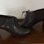 Andrew Geller  Mary Jane Brown Leather Upper 8 M 3” Heel Lace Up Ankle Boots Photo 0