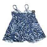 Swim Solutions Womens Blue Animal Print Underwire V Neck Swim Tankini Size 8 Photo 4