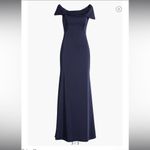 La Femme NWOT Off the Shoulder Gown in Navy trumpet Size 4 Photo 4