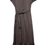 Sheridan French Brown Polka Dot Belted Maxi Dress Ruffle Sleeve Shirt Dress M Size M Photo 0