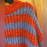 ZARA  Chunky Knit Crew Neck Oversized Striped‎ Sweater Balloon Sleeves Size Small Photo 11