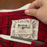 Anthropologie HOLDING HORSES Red Plaid Tunic Top Size S Photo 2