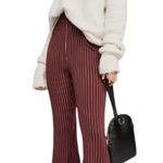 Free People  Mari Ponte Striped Stretch Bell Bottom Flare Pants Womens Size 4 Photo 0