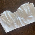 Pretty Little Thing Prettylittlethings Cream Satin Pleated Crop Corset - size 12 Photo 3