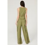 Ramy Brook Women's Green Satin Style Cargo Gold Button Detail Emil Pants size 8 Photo 2