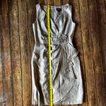 Adrianna Papell  Champagne Shimmer Rosette Midi Dress 🌹 Size 6 Photo 2