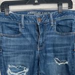 American Eagle Outfitters Blue Skinny Jeans with Distressed Details Photo 1