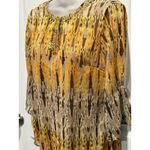 Jaclyn Smith  Beaded Boho Blouse Small Yellow Brown 3/4 Sleeve Top Shirt S Photo 1